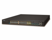 Planet SGS-6341-24P4X L3 switch, 24x1Gb, 4x1Gb SFP, 4x10Gb SFP+, 24x PoE 802.3at 370W, HW/IP stack, VSF/Cluster