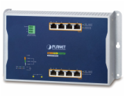 Planet WGS-4215-8HP2S plochý L4 switch, 8x1Gb, 2x1Gb SFP, 4+4 PoE 802.3at/bt 360W, 48-56VDC, -40~75°C, IP30, fanless