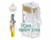 W-Star Konektor UTP RJ45EZ Cat6 10ks 3U pozlacený 6SLD pass through drát licna RJ45EZC6D