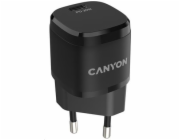 CANYON nabíječka do sítě H-20-05, 1x USB-C PD 20W, černá