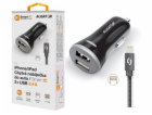 ALIGATOR 3.4A, 2xUSB, smart IC, černá, USB kabel pro iPho...