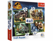 Puzzle 4v1 Strašidelní dinosauři Jurský svět