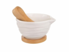 Hmoždír WHITELINE porcelán/bambus 10x6,5 cm