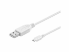 PremiumCord kabel micro USB 2.0, A-B 3m, bílá