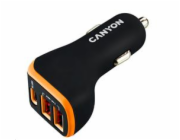 CANYON auto nabíječka C-08, 1xUSB-C (PD 18W) + 2xUSB-A, vstup 12V-24V,výstup 5V-2.4A, Smart IC,CE,RoHS - černo oranžová