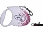 FLEXI Glam Splash Pink with Swarovski crystals M - Dog Retractable lead - 5 m - white