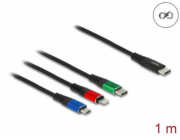 Delock Nabíjecí kabel USB 3 v 1 USB Type-C™ na Lightning™ / Micro USB / USB Type-C™, 1 m