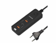 CANYON nabíječka H-10 do sítě 2xUSB-C (PD 20W) + 2x USB-A (QC 3.0 18W), ochrana, 100V-240V, výstup až 40W, 1m, černá