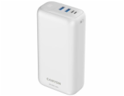 Canyon CNE-CPB301W CANYON powerbanka PB-301, 30000mAh Li-poly QC 3.0&PD 20W, display, In USB-C + micro USB, Out 1x USB-C + 2x USB-A, bílá