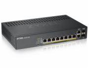 Zyxel GS1920-8HPV2 10-port Smart Managed PoE Switch Switch, 8x gigabit RJ45, 2x gigabit RJ45/SFP, 130W pro PoE