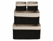 EXCELLENT Úložné košíky sada 4 ks bambus / textil černá KO-HX9100610