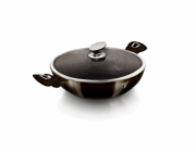 BERLINGERHAUS Wok pánev s poklicí s mramorovým povrchem 30 cm Shiny Black Edition BH-7115