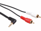 Przewód mini jack 3,5mm kątowy 2RCA 3m MCTV-825 Czarny