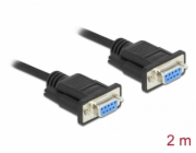 Delock Sériový kabel RS-232 D-Sub 9, null modem s krytem s úzkou zástrčkou - automatické řízení CCTS / RTS - 2 m