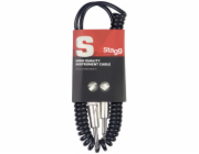 Stagg SGCC6 DL, spirálový nástrojový kabel jack/jack, 6 m