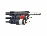 Stagg SYC3/PS2CM E, propojovací kabel 2x RCA - Jack 6,3 mm stereo, 3m