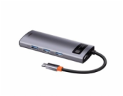 Baseus Metal Gleam Series 5v1 HUB Type-C (USB-C PD 100W, 3* USB 3.0, HDMI) šedá