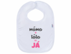 Kojenecký bavlněný bryndák New Baby máma+táta=JÁ růžový