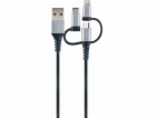 Kabel USB Schwaiger USB-A - USB-C + microUSB + Lightning ...