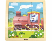 Dřevěné puzzle pro nejmenší Viga 9 ks Vlak