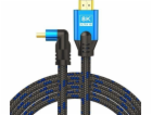 HDMI kabel (M) v2.1, Angular, 5m, 8k, Copper, Blue-Black,...