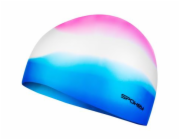 Spokey ABSTRACT Silikonová plavecká čepice, růžovo-bílo-modrá
