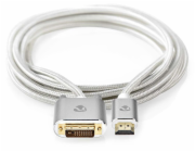 Nedis CCTB34800AL20 NEDIS PROFIGOLD HDMI kabel/ konektor HDMI - DVI-D 24+1 zástrčka/ bavlna/ stříbrný/ BOX/ 2m