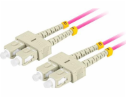 LANBERG optický patch cord MM SC/UPC-SC/UPC duplex 1m LSZH OM4 50/125 průměr 3mm, barva magenta  