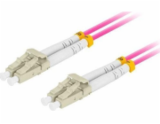 LANBERG optický patch cord MM LC/UPC-LC/UPC duplex 2m LSZH  OM4 50/125 průměr 3mm, barva magenta  