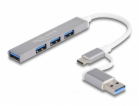 DeLOCK 4portový tenký USB hub s USB Type-C nebo USB Type-...