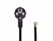 NEDIS napájecí kabel/ Typ F zástrčka - otevřený/ přímý/ úhlový/ černý/ bulk/ 3m