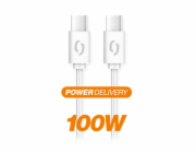 Datový kabel ALIGATOR POWER 100W, USB-C/USB-C 5A, 1,5m bílý