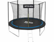 Spokey JUMPER Trampolína černo-modrá, průměr 244 cm, vč. ochranné sítě a žebříku