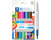 STAEDTLER Fixy "3280", 20 různých barev, sada, 1-3 mm, oboustranné, vypratelné 3280 C10