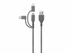 GP CY1N Lade & Sync kabel 1m 3in1 USB-A na Micro/USB-C/Light