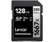 Lexar SDXC UHS-II 128 GB LSD128CB1667 Lexar paměťová karta 128GB Professional 1667x SDXC™ UHS-II, čtení/zápis: 250/120MB/s, C10 V60 U3