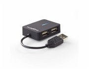 Nedis CCGB61250BK01 - USB hub| USB-A Zástrčka | 3x USB A Zásuvka | 5 Portů  | USB 3.2 Gen 1 | Napájení z USB | 5 Gbps | 