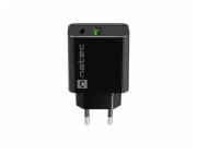 Universální nabíječka Natec RIBERA 20W 1X USB-A + 1X USB-C, černá