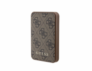 Guess Powerbank 15W GUPB5LP4GEGW Guess Powerbank 15W 5000mAh 4G kožené kovové logo – hnědé