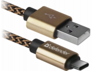 USB Defender USB AM-TYPE C kabel 1m 2.1A zlatý