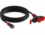 KEL Stavební prodlužovací kabel 3-zásuvka š/v 5m /H05RR-F 3x1,5/ IP54 černá/červená W-01168