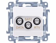 Kontakt-Simon Simon 10 RTV-DATA-SAT koncová anténní zásuvka. 1xWE 52400 MHz 3xOUT /F/ (RTV:88900 MHz) (DATA: 5900 MHz)( SAT: 9502400 MHz) bílá CADSATF.01/11