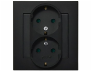 Ospel Socket Sonata double schuko se závěrkami černá metalíza (GP-2RSP/33)