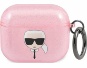 Karl Lagerfeld Case Karl Lagerfeld KLA3UKHGP Apple AirPods 3 kryt růžový/růžový Glitter Karl`s Head