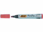 Bic permanentní popisovač 2300, zkosený hrot, červený