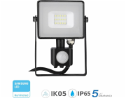 V-TAC světlomet LED projektor 10W 800lm 4000K dioda SAMSUNG s pohybovým senzorem PIR Černá IP65 437