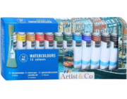 Akvarelové barvy v tubách 12 ml, 12 barev