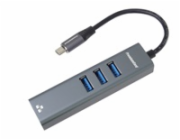 PREMIUMCORD Adaptér USB-C na Gigabit 10/100/1000Mbps + 3x USB3.0 konektor