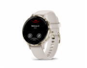 Garmin Venu 3S, Nerezová luneta Soft Gold, pouzdro Ivory, silikonový řemínek