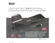 Club 3D dokovací stanice USB-C 3.2 Gen1 6in1 Hub 1x USB-C Video 4K60Hz, 1x HDMI 4K60Hz, 2x USB-A, USB-C PD 100W, RJ45